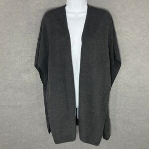 LOFT Open Front Cardigan Sweater Wool Blend‎ Knit Poncho Style Gray XS/S